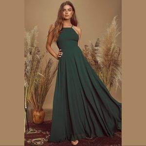 LULU’S Mythical Kind of Love Dark Green Maxi Dress